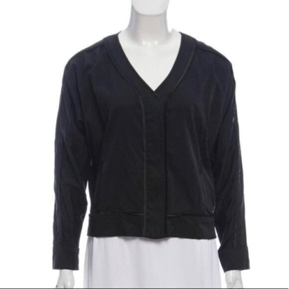Derek Lam 10C x Athleta Crop V-neck Jacket Black Women’s Size Large - Picture 1 of 7